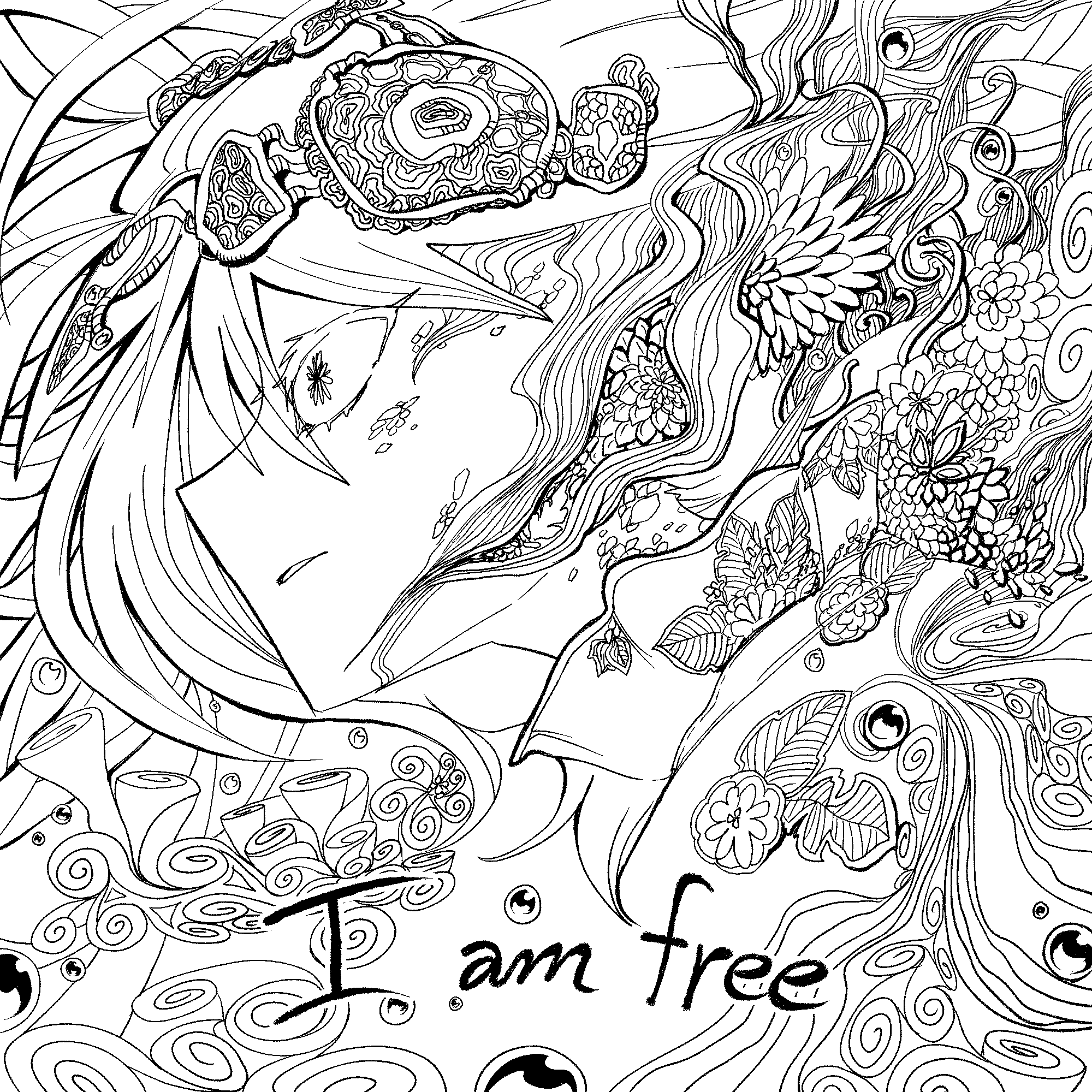 I am free — line art
