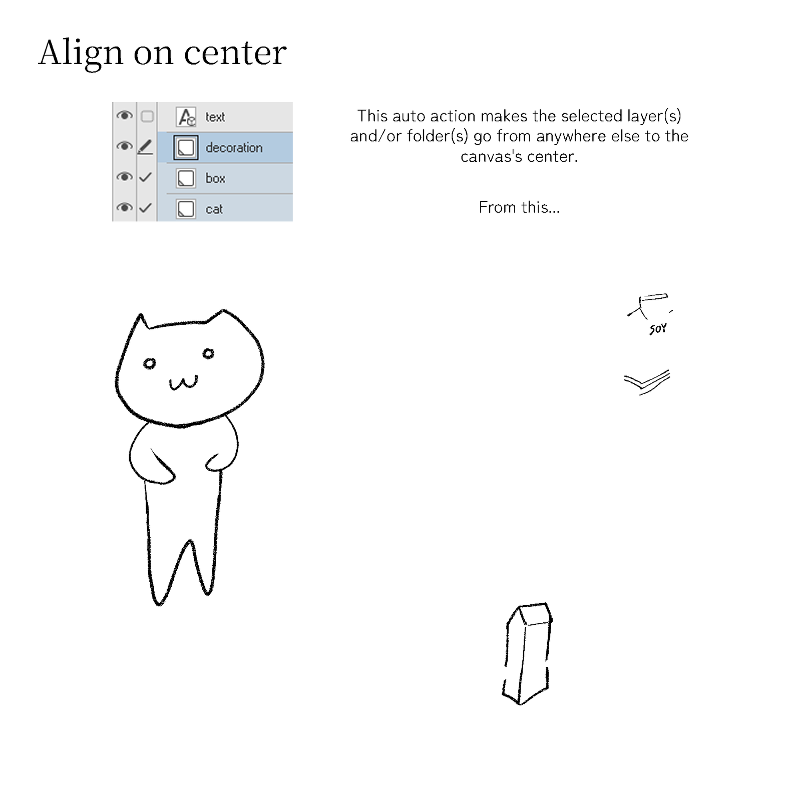 Align on center auto action — before