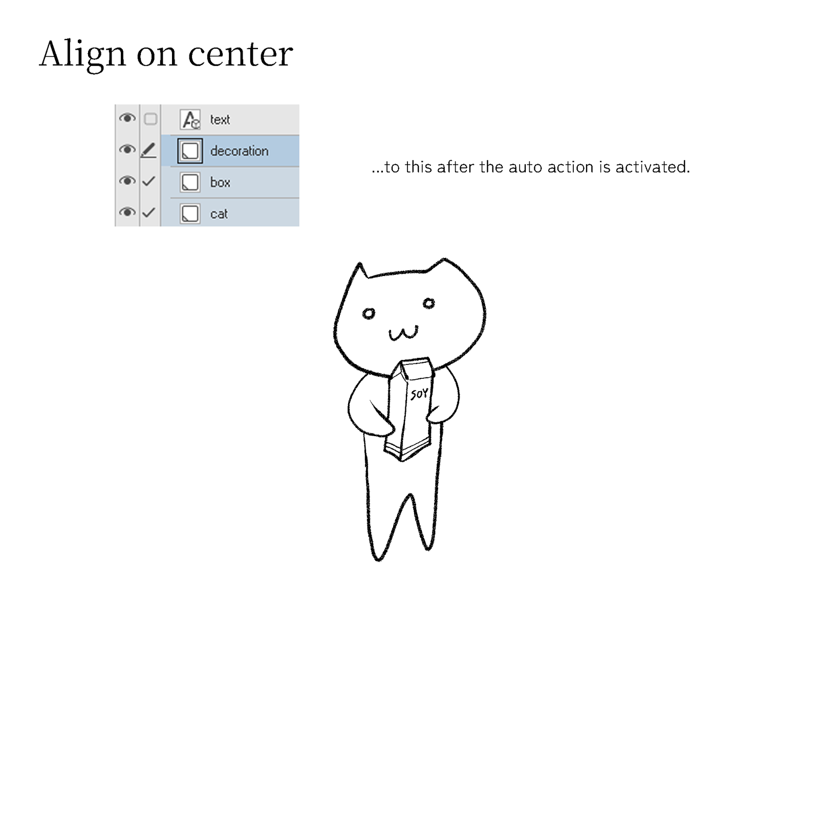 Align on center auto action — after